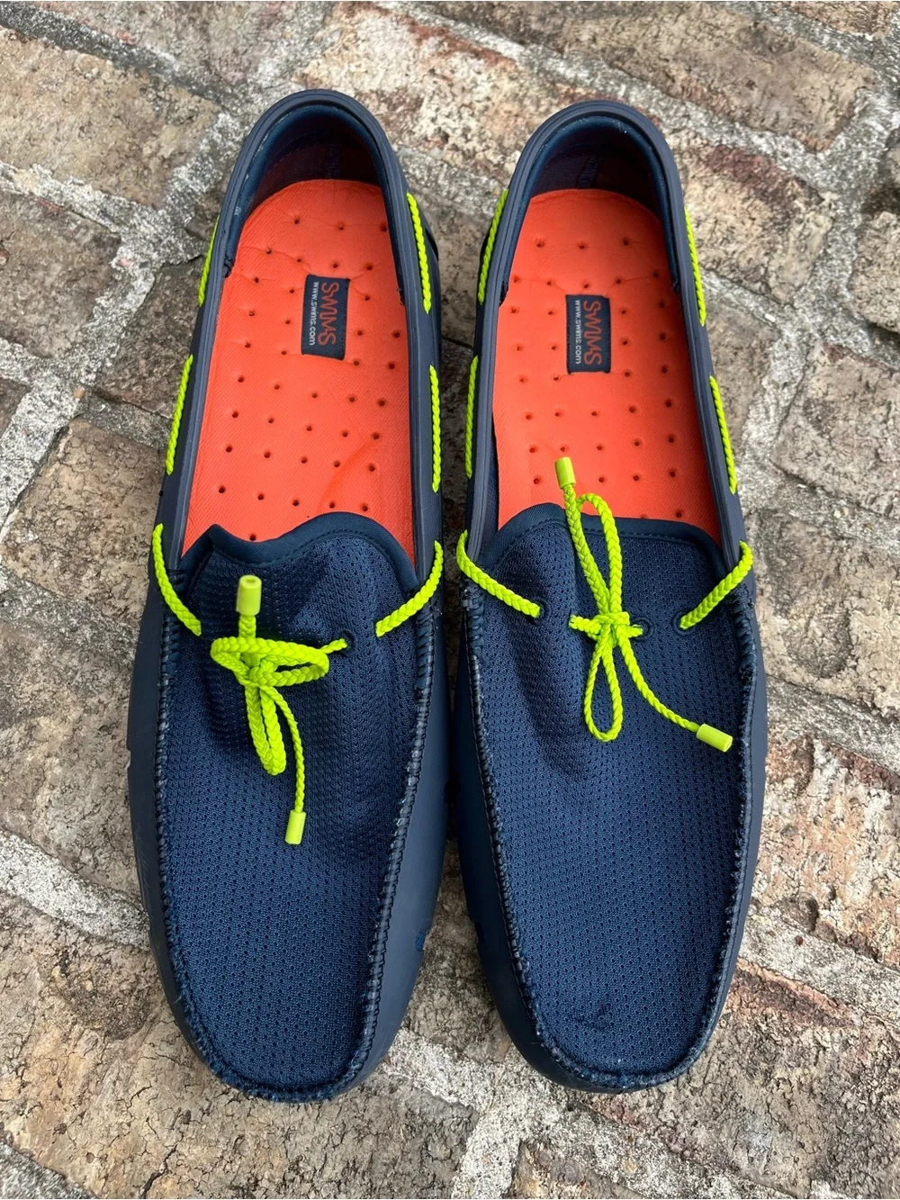 Swims Braided Lace Loafers Men's Size 12 Navy/Lime Moccasins Driving Water Shoes